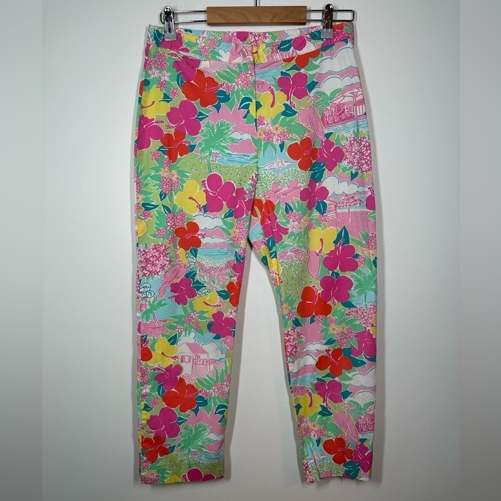 Vintage Lilly‎ Pulitzer Floral Bird Tropical Print Cotton Pants Size 6